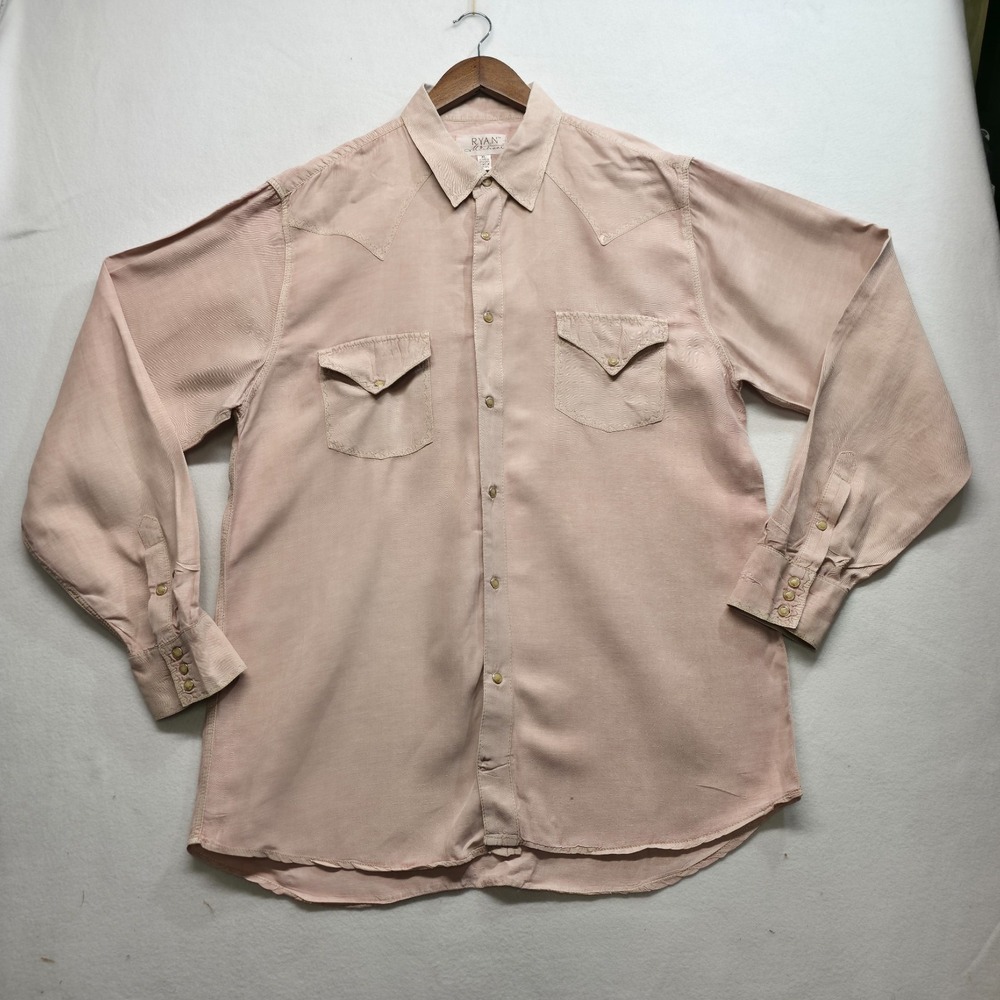 Ryan Michael Men's Pearl Snap Silk/Linen Western Long Sleeve Shirt Size XL